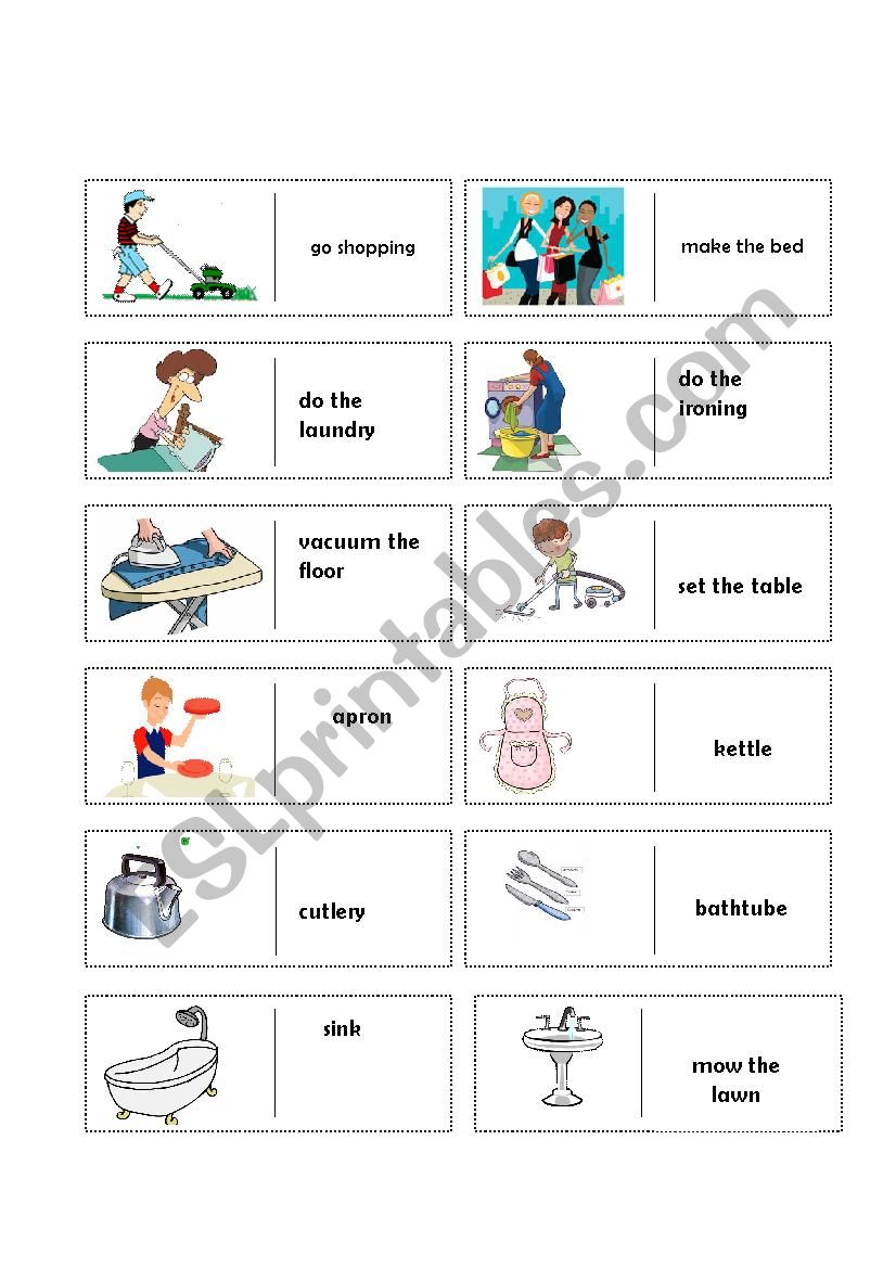 Domino housework worksheet