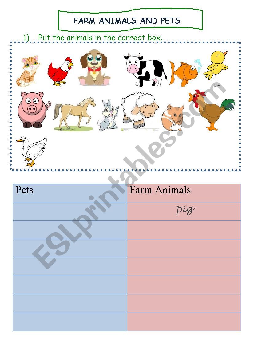 Farm Animals and Pets  worksheet