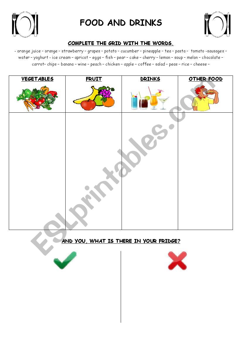 Food and drinks n1 worksheet