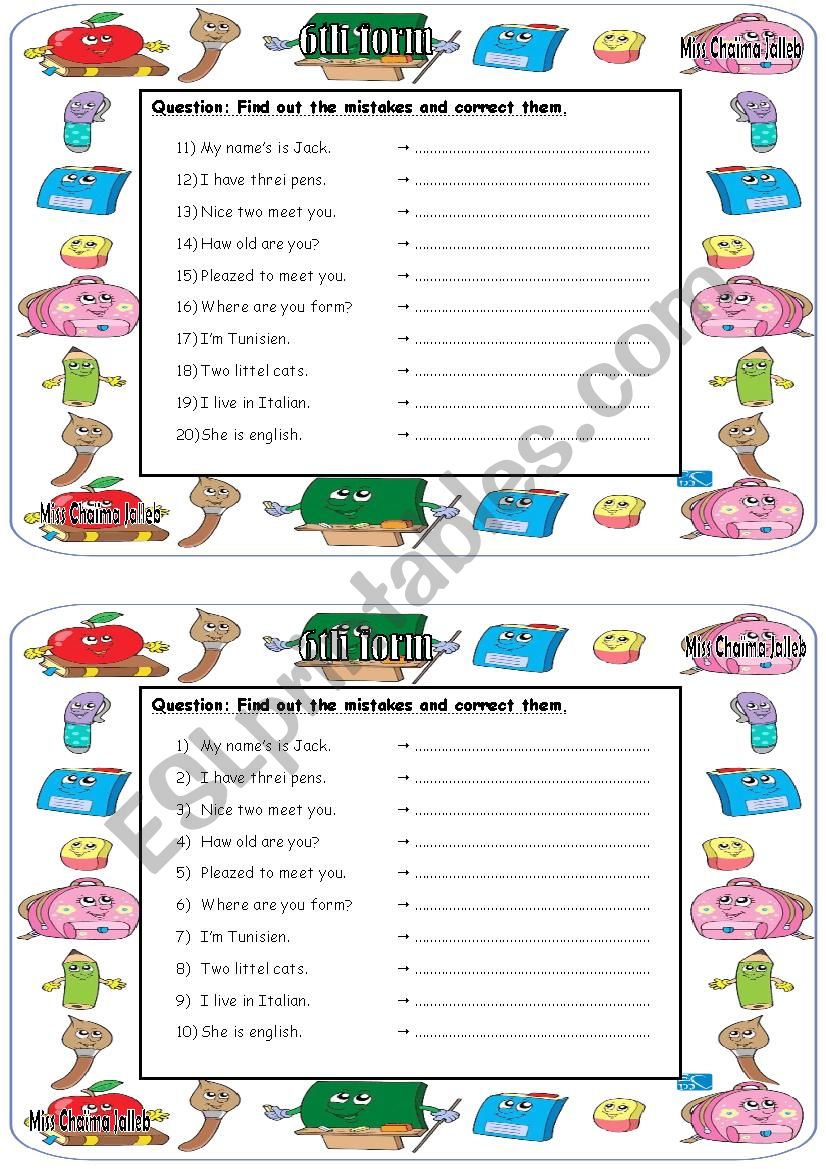 Spelling task for children worksheet
