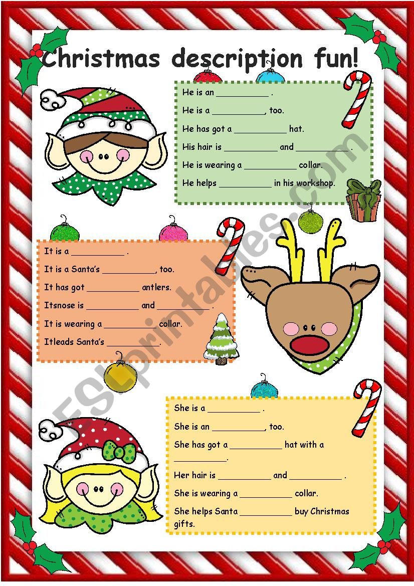 CHRISTMAS FUN WITH DESCRIBING SANTAS HELPERS! - fully editable! :)