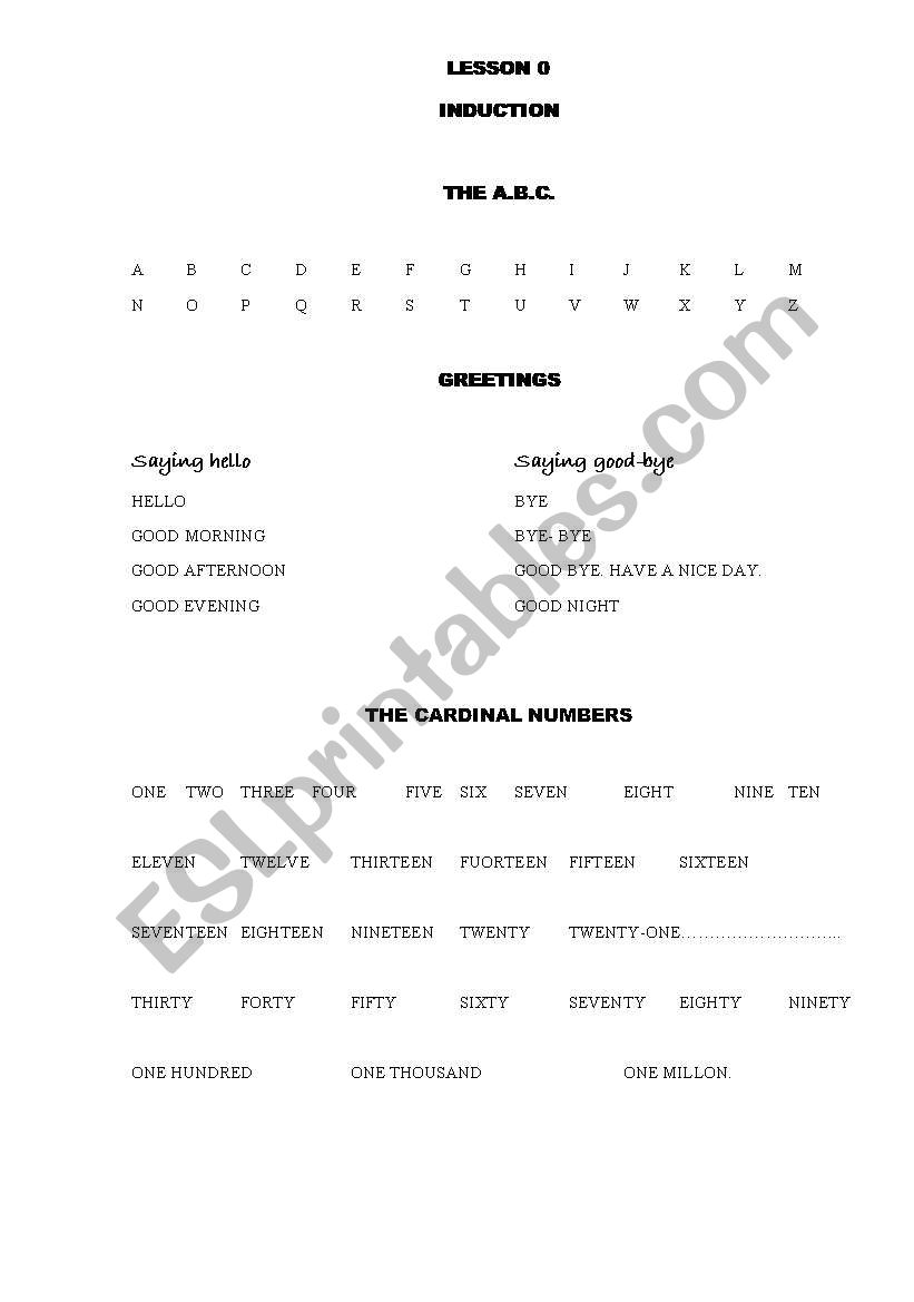 LESSON 0 worksheet