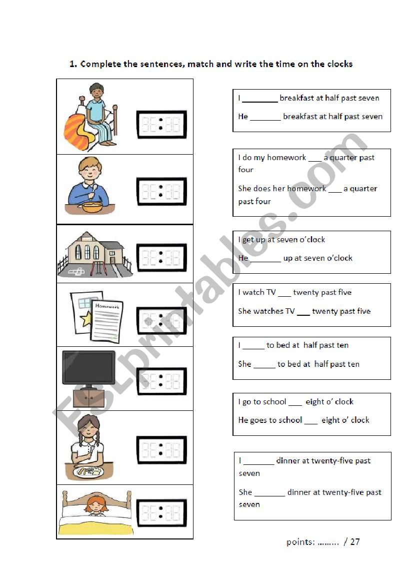 daily routines worksheet