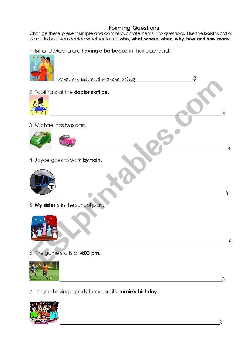 Forming Questions worksheet