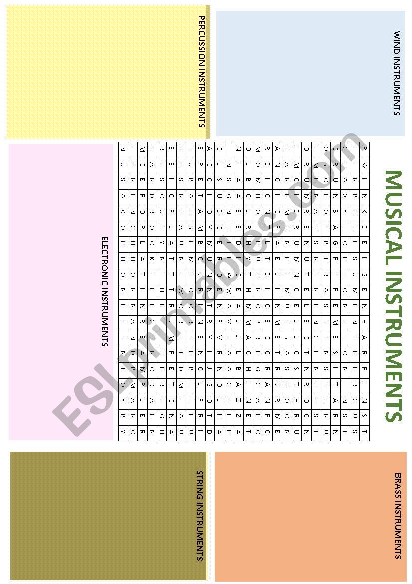 Musical instruments worksheet