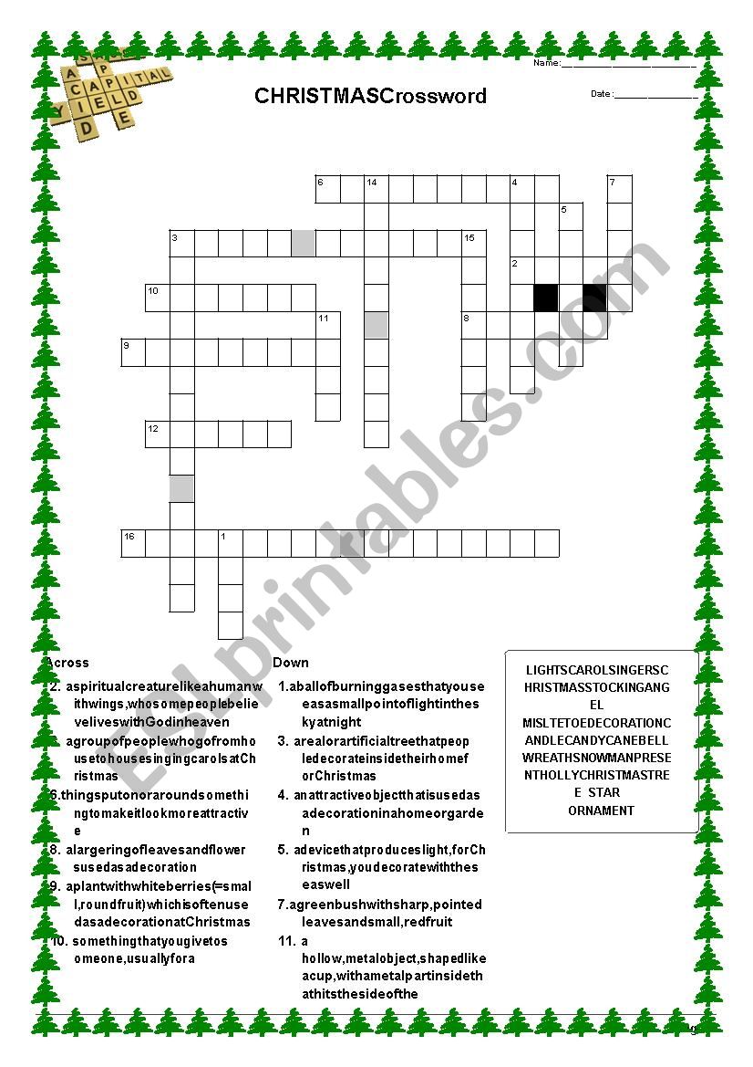 Christmas Crossword worksheet