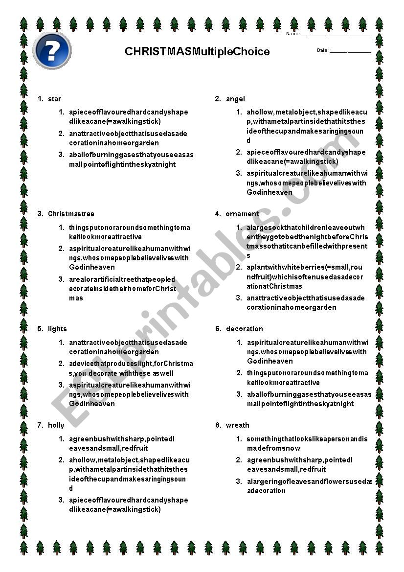 Christmas Worksheet - Matching Pairs 