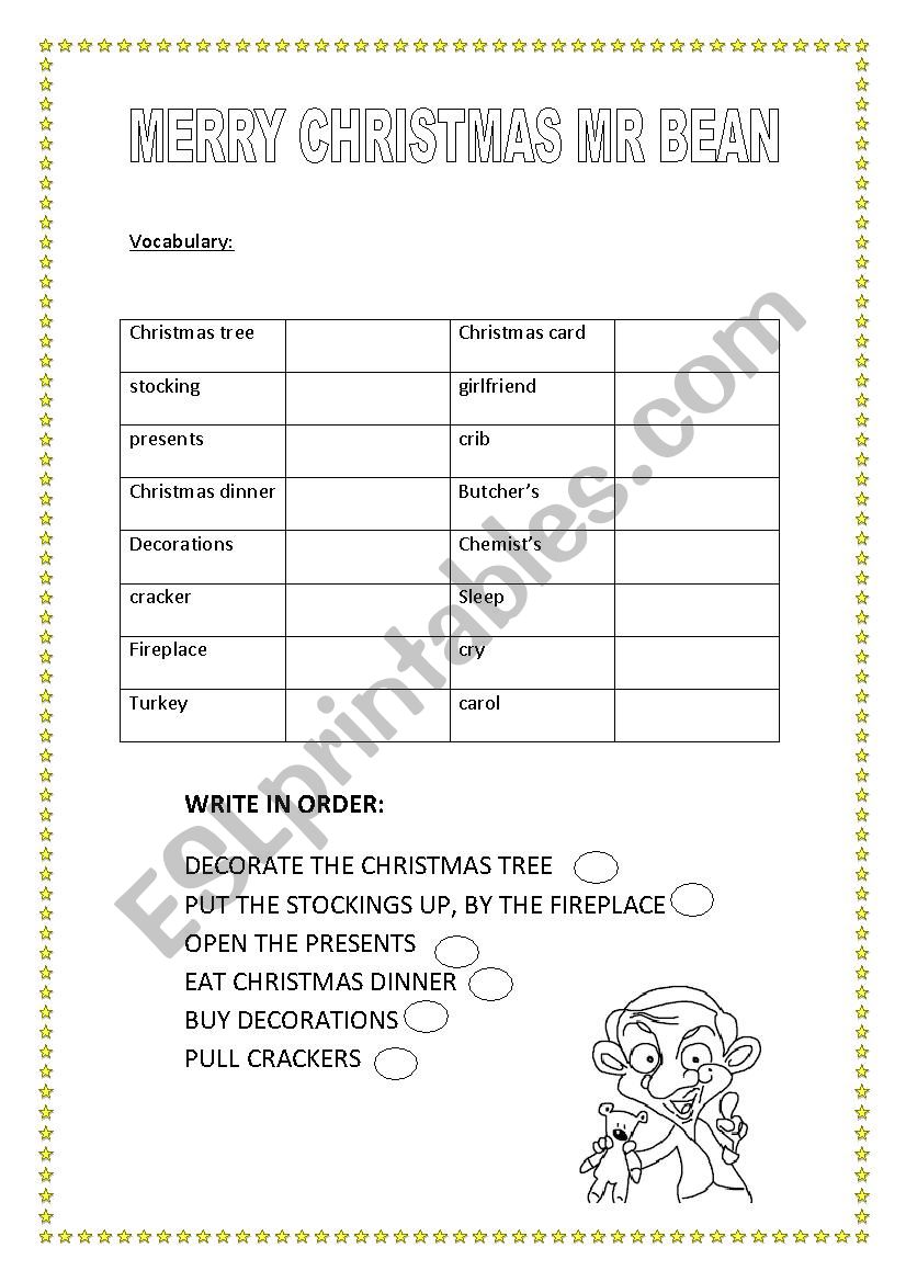 Merry Christmas Mr Bean worksheet