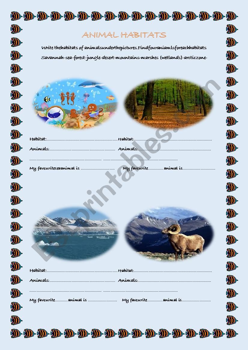 Animal Habitats worksheet