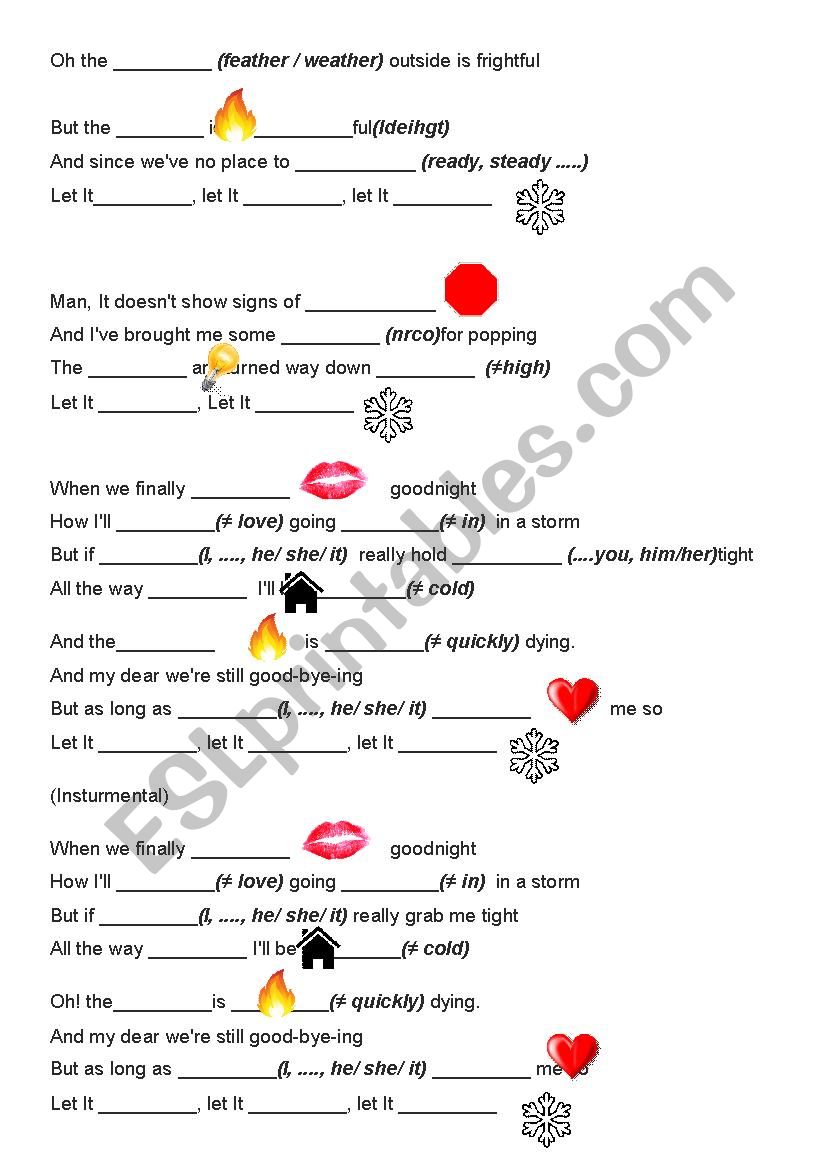 let it snow worksheet