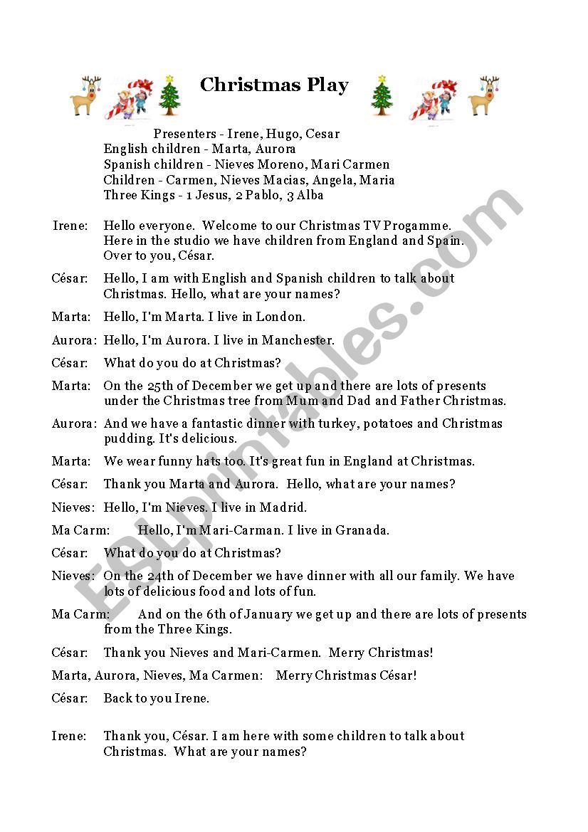 Christmas Play worksheet