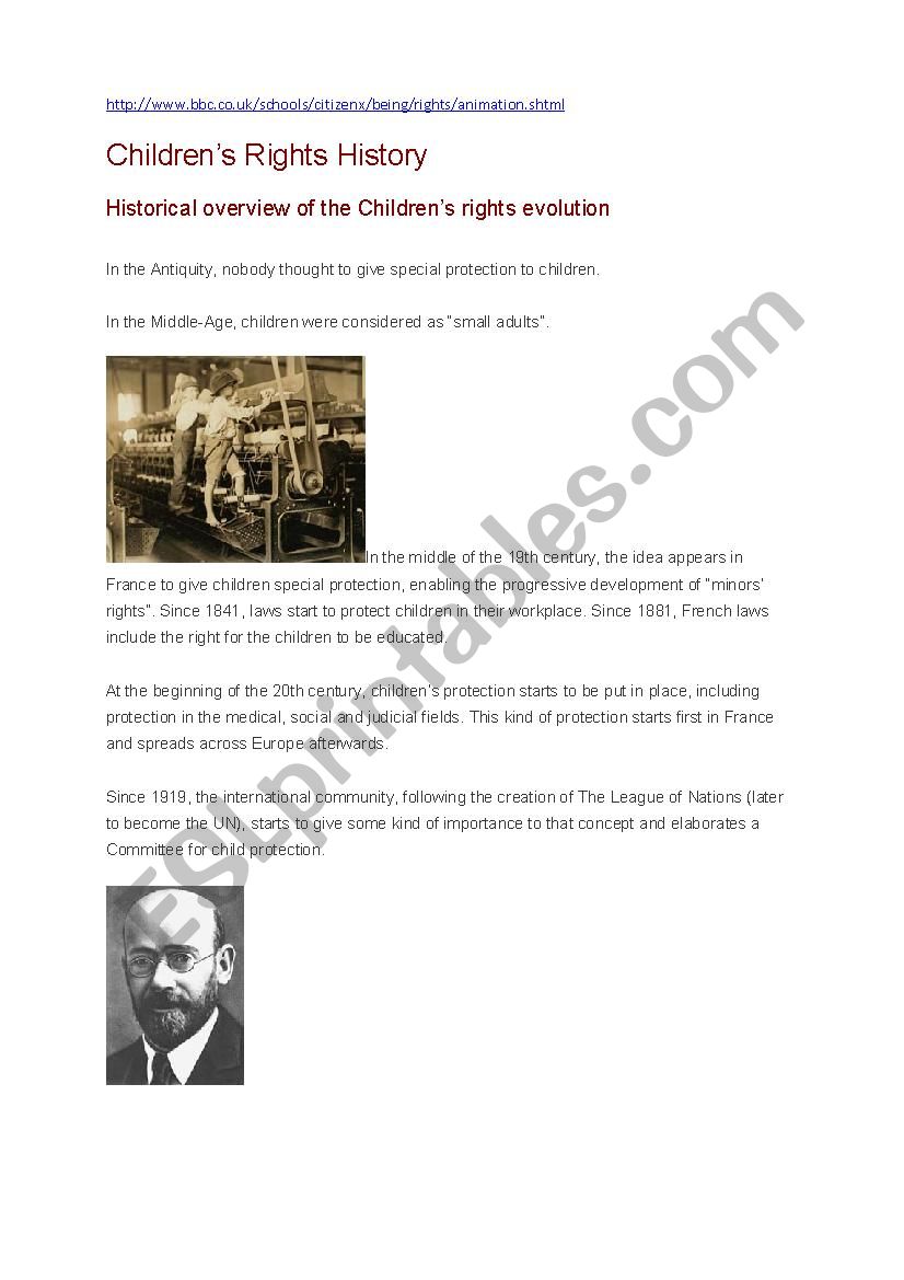 childrenÂ´s rights worksheet