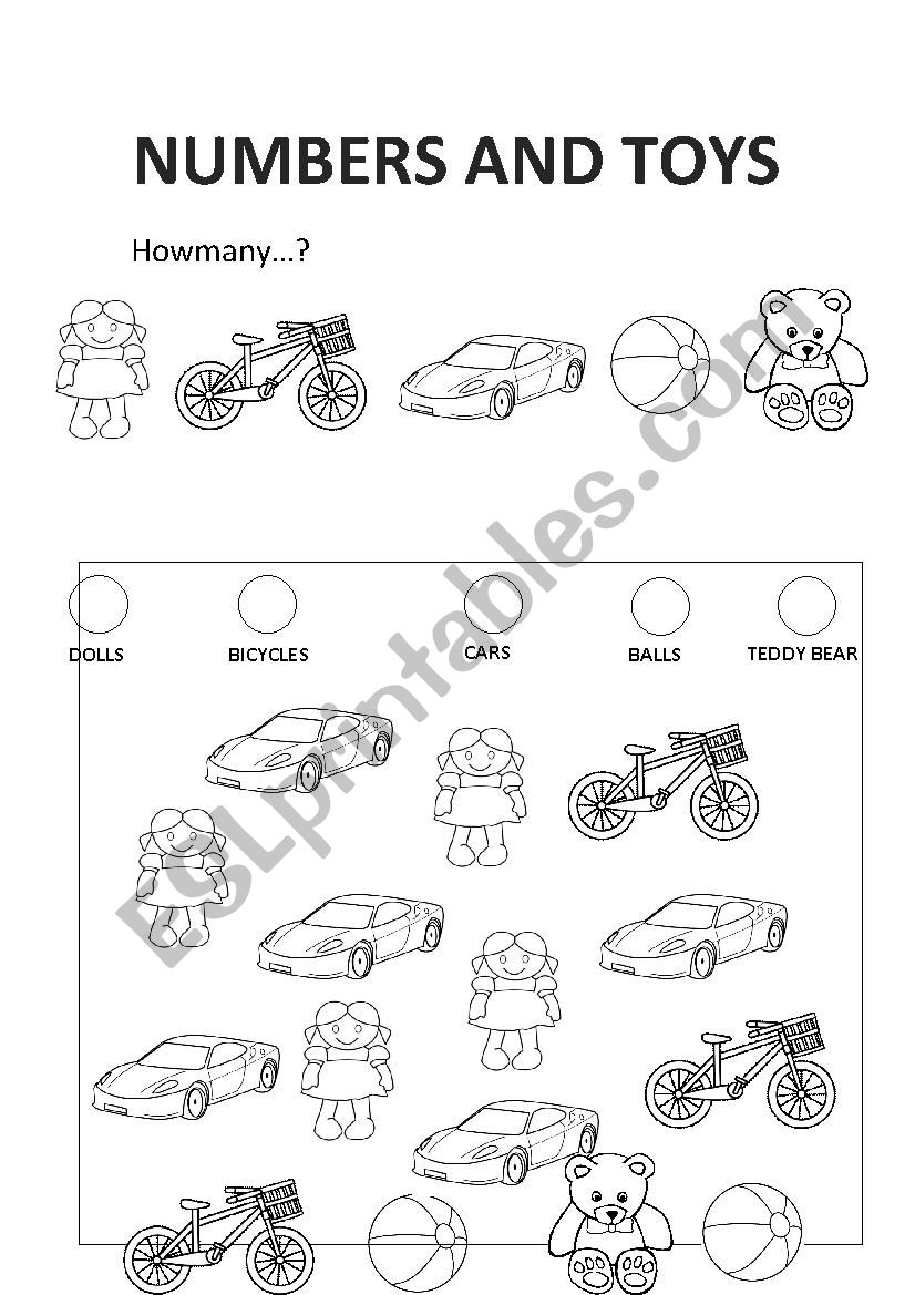 Toys and Numbers worksheet