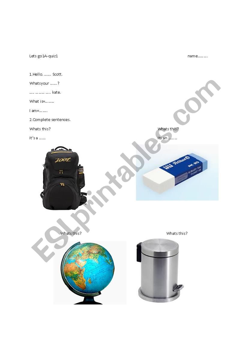 Lets Go 1 quiz worksheet