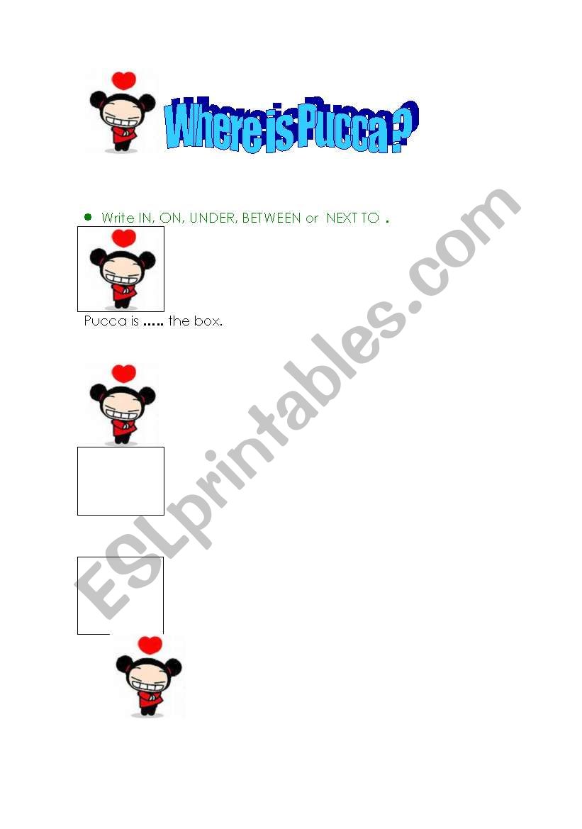Prepositions with Pucca  ;) worksheet