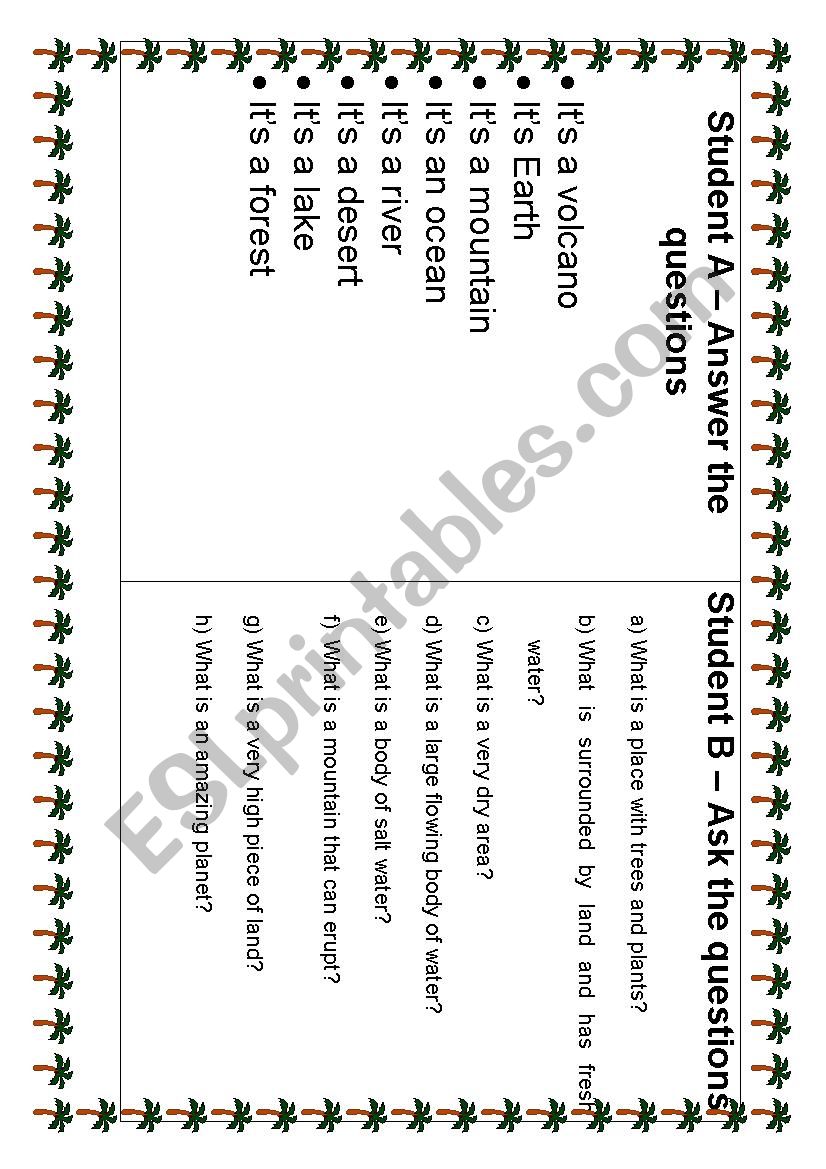 Landforms and Water forms Communicative Cards - definitions