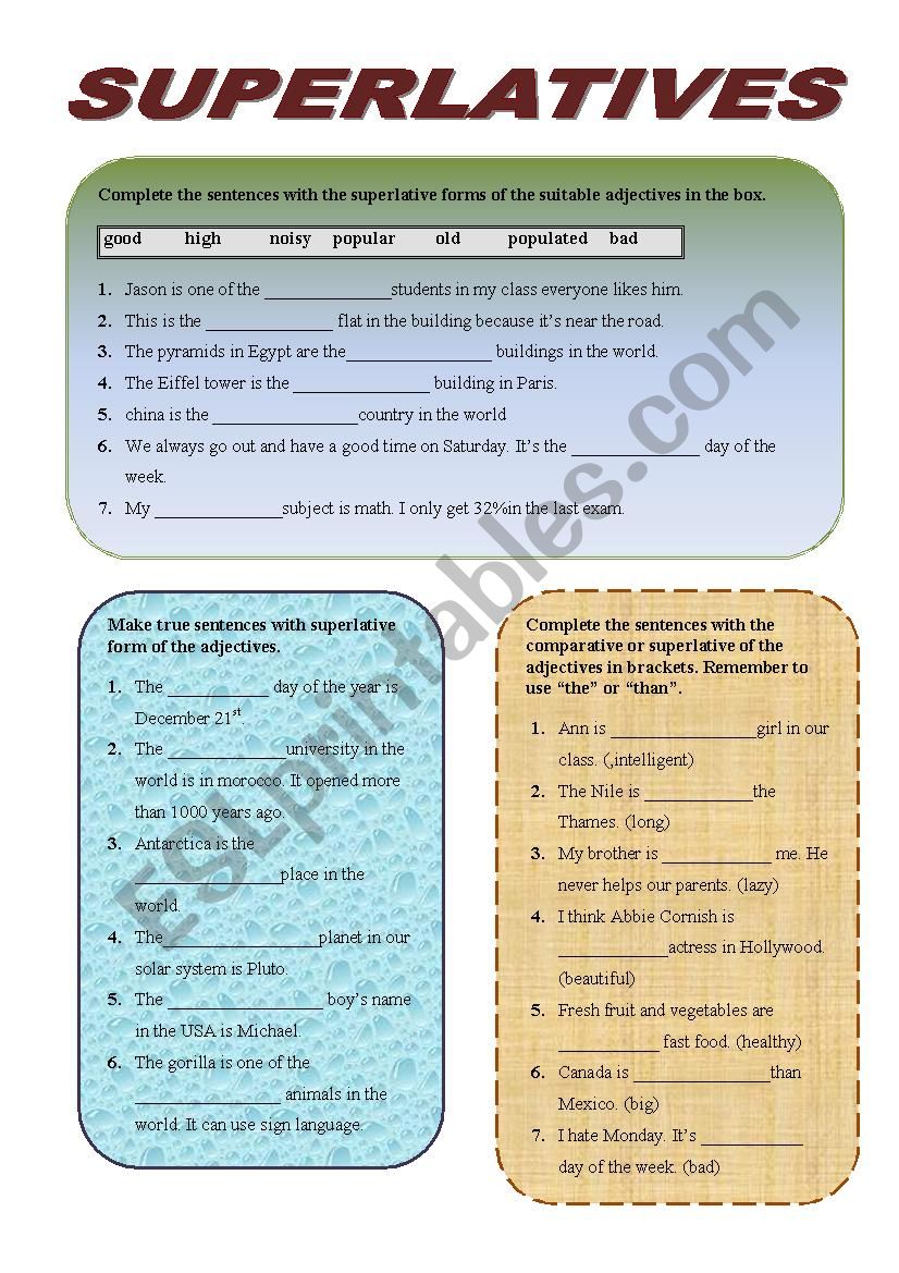 superlatives worksheet