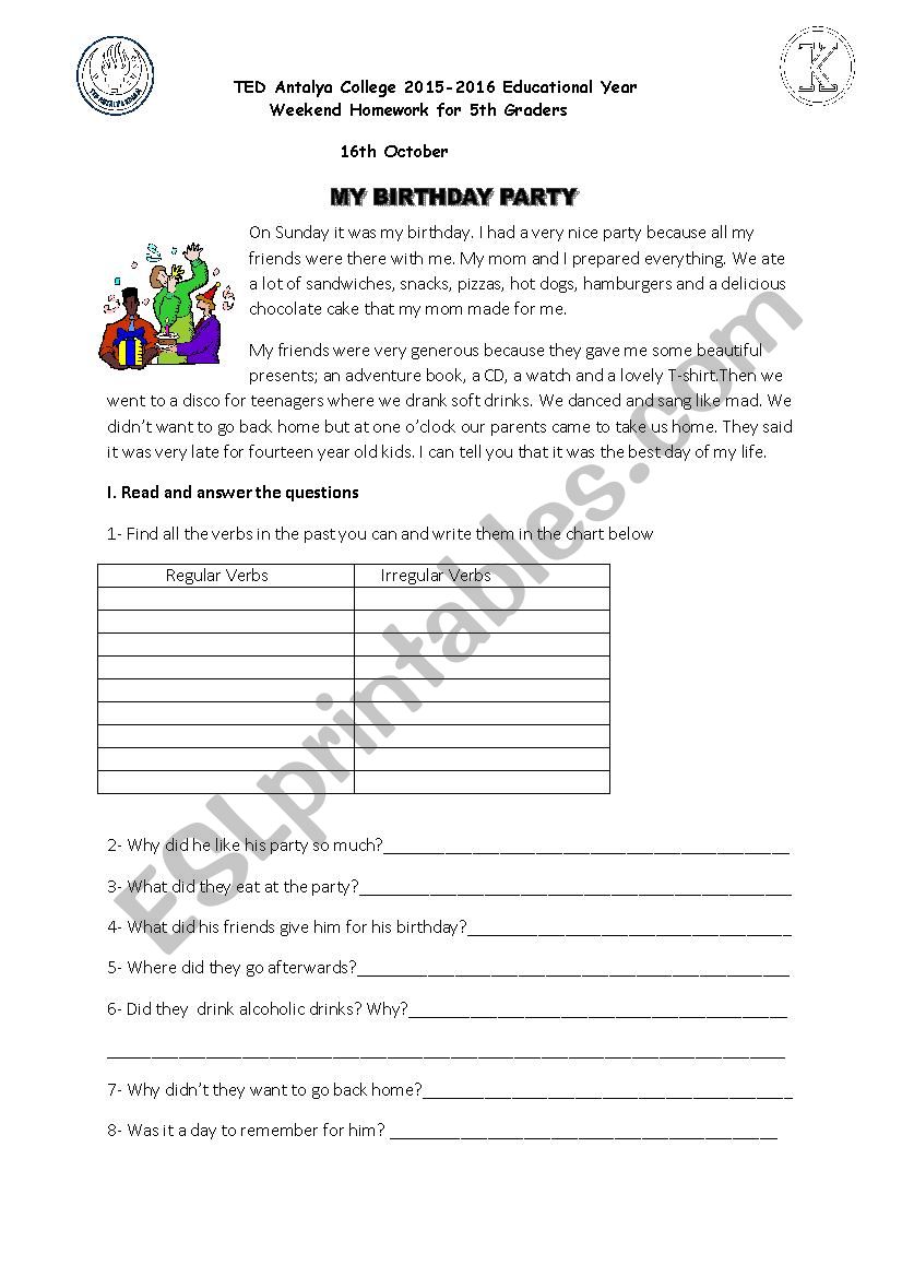 past tense worksheet