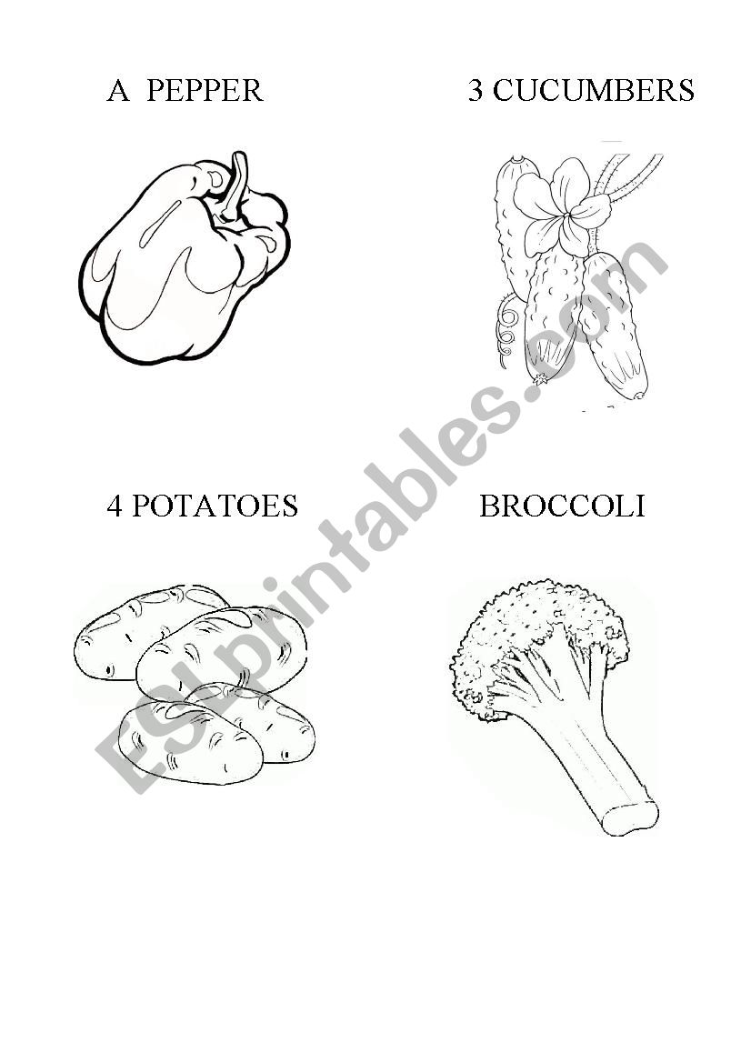 vegetables worksheet