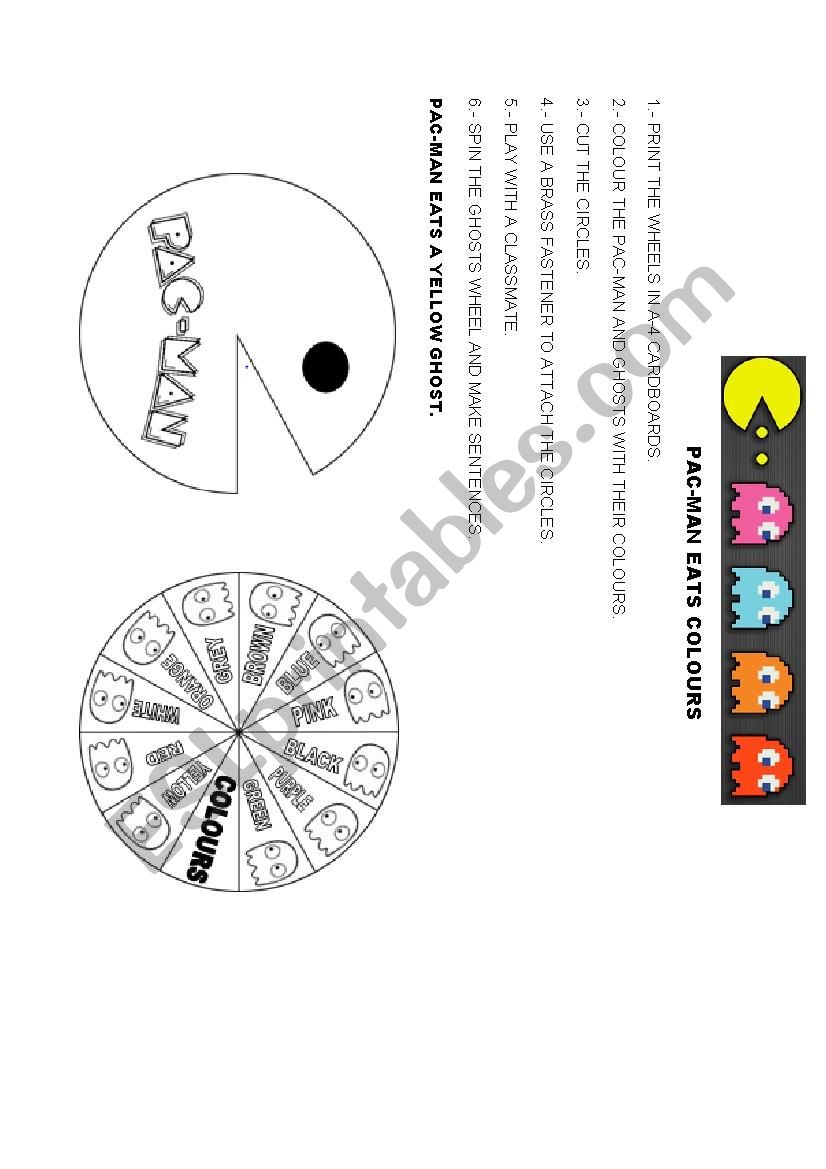 Pac-man eats colours worksheet