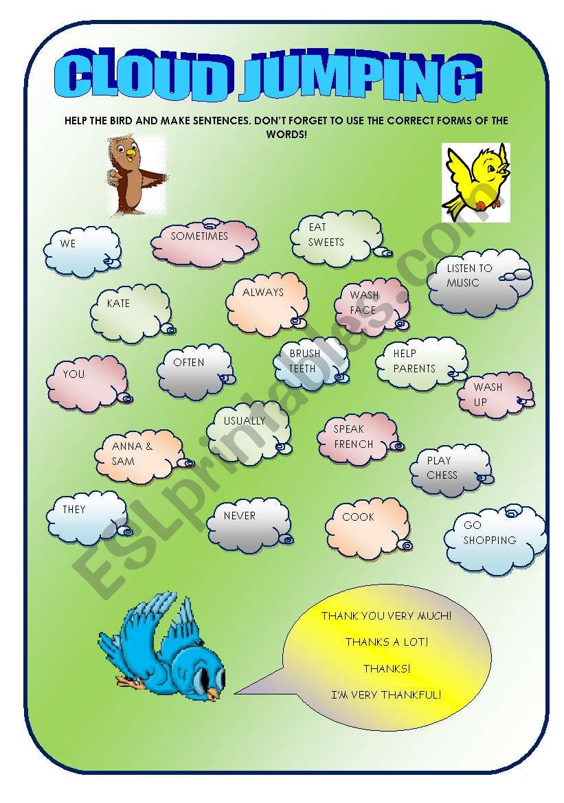 CLOUD JUMPING worksheet