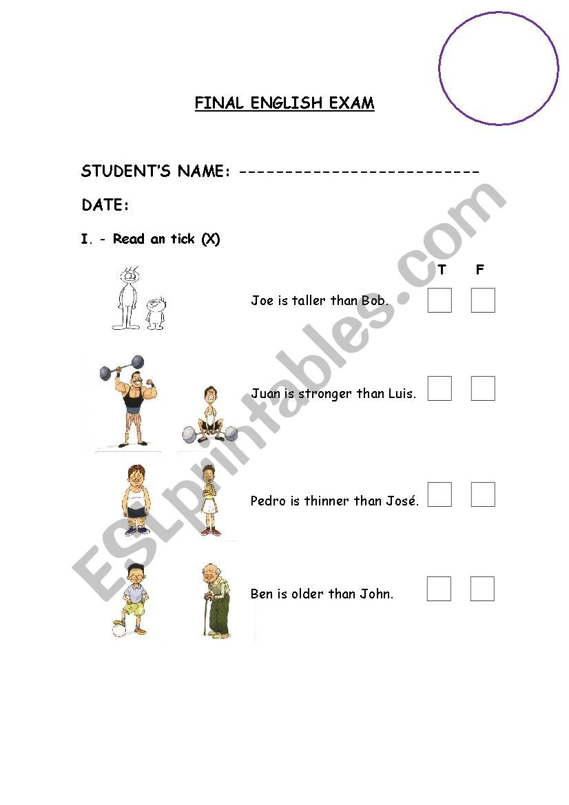 Comparatives worksheet