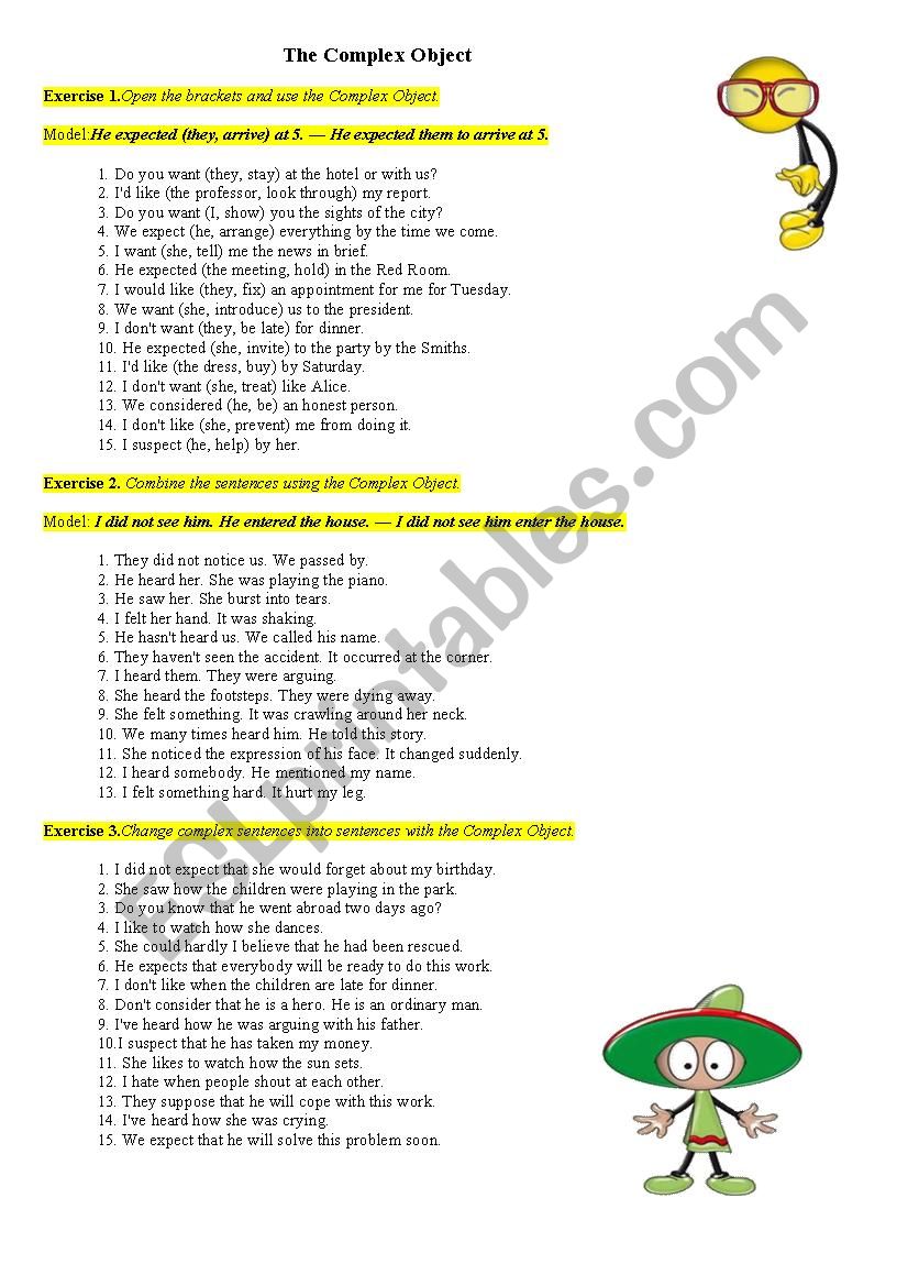Complex Object worksheet