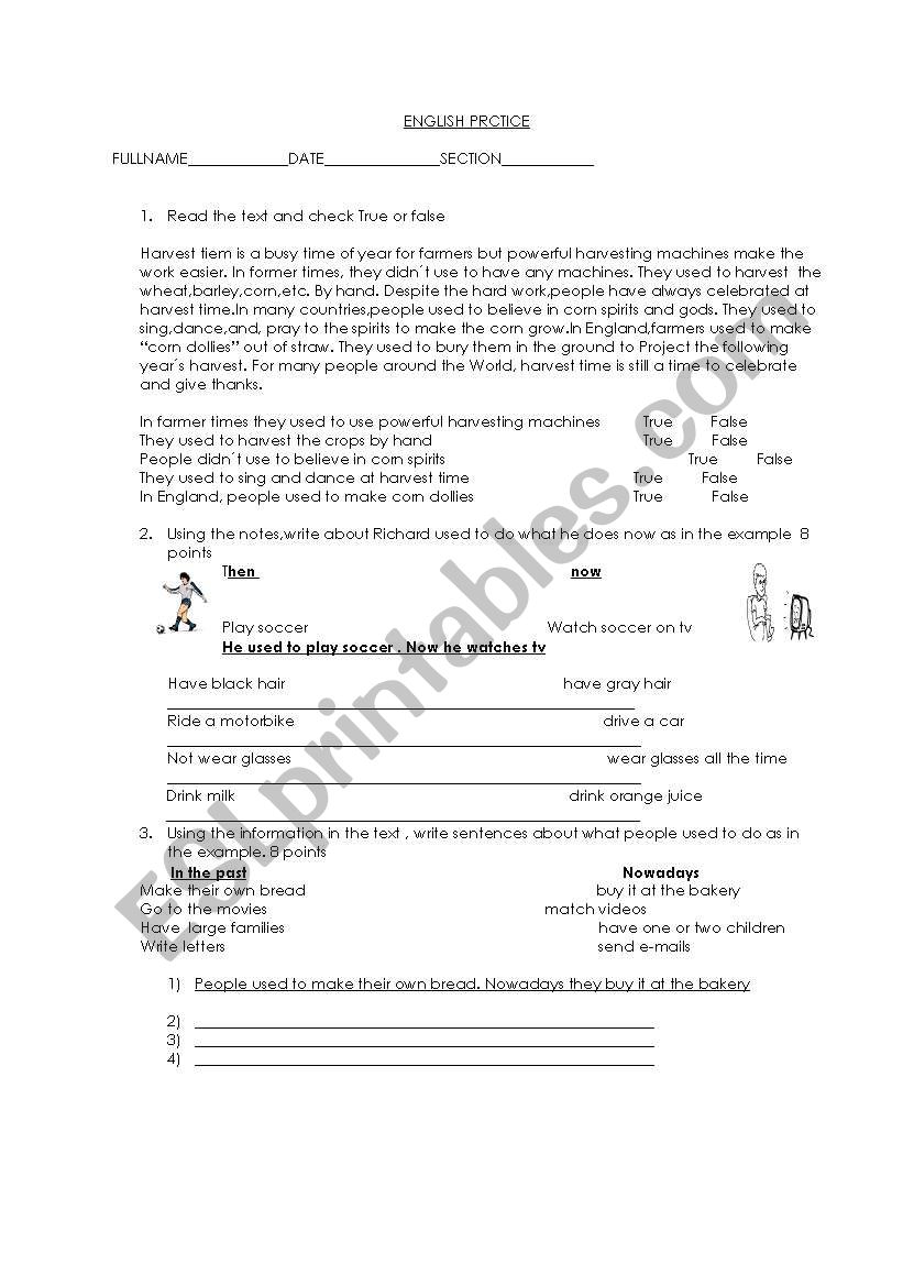 used to worksheet