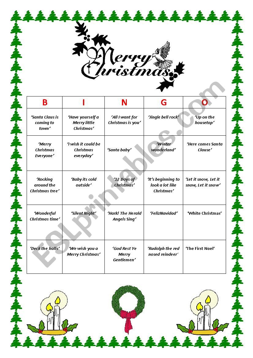 Bingo (Christmas Songs) worksheet