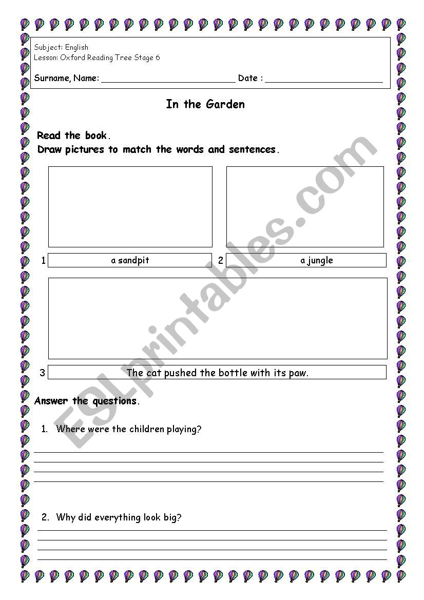In the Garden worksheet