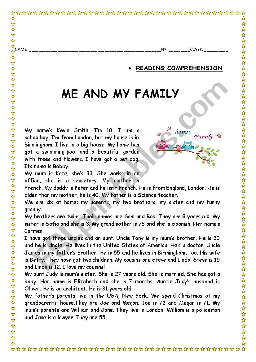 Family worksheet