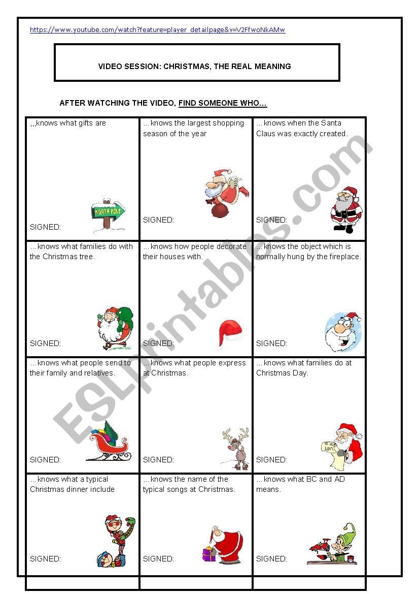 FIND SOMEONE WHO CHRISTMAS worksheet
