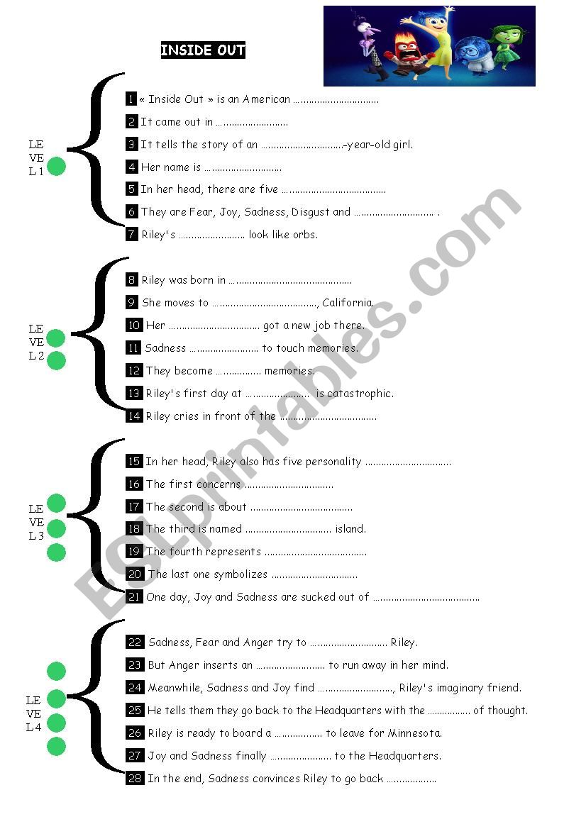 Inside Out - Rcitation worksheet