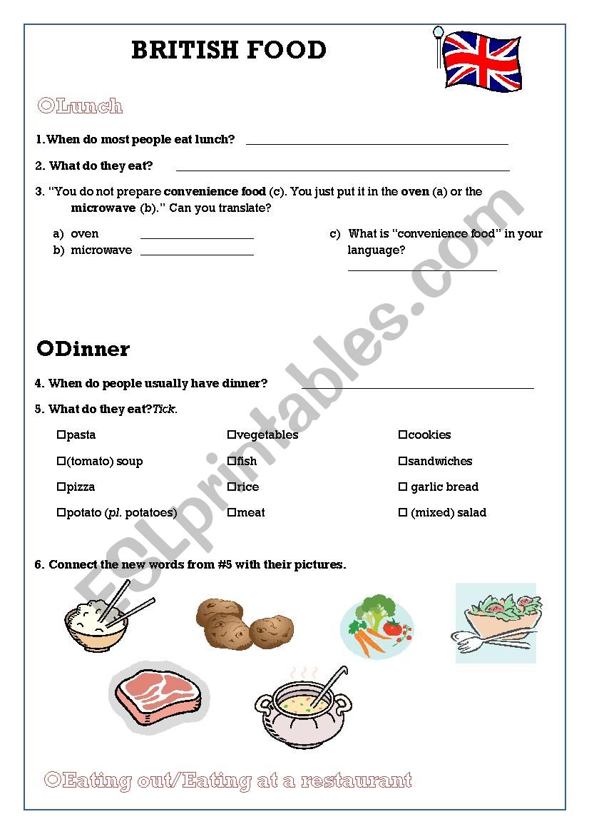 British Food worksheet