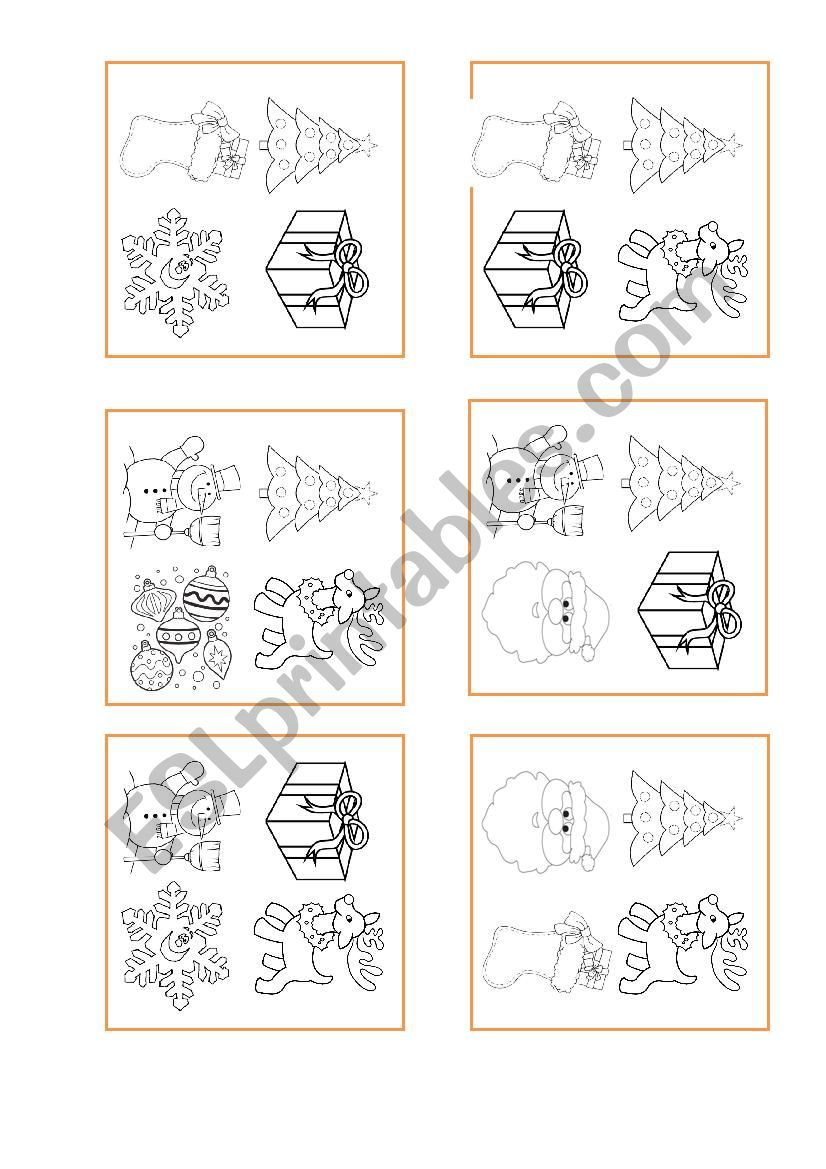 Christmas bingo cards worksheet