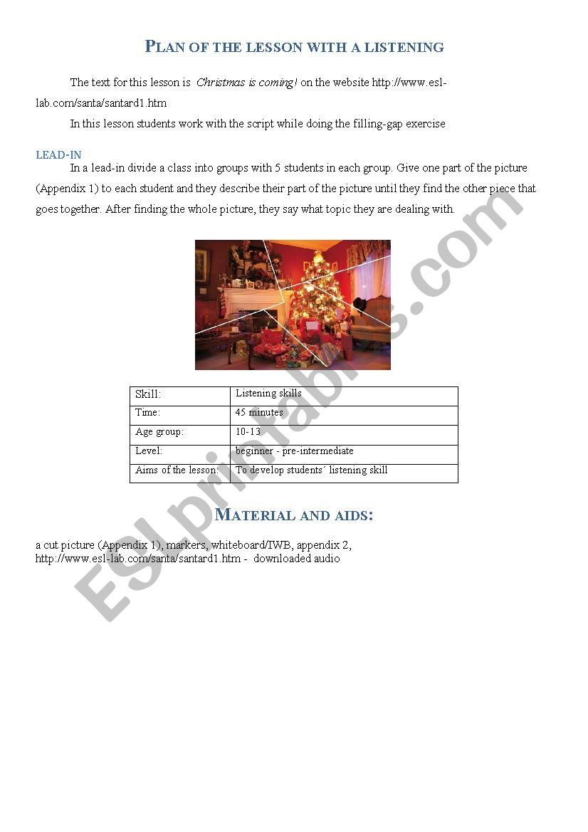 Christmas is coming worksheet