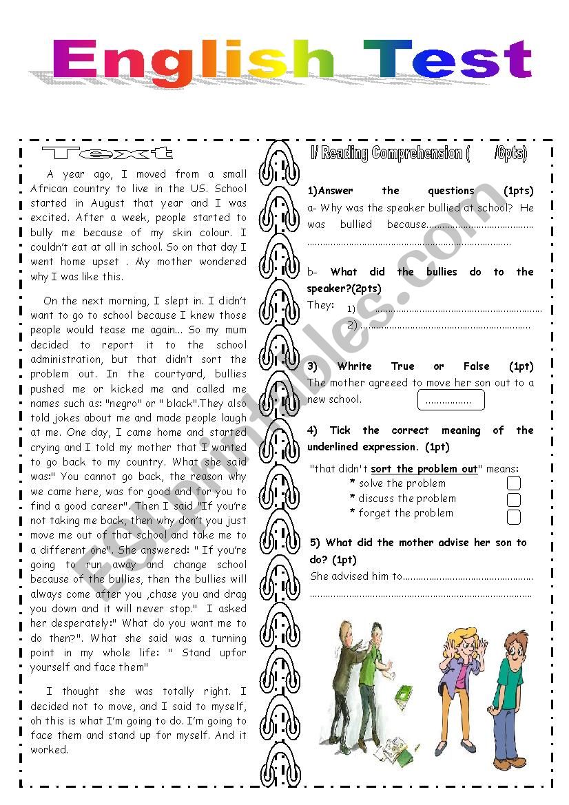 End- Term English Test worksheet