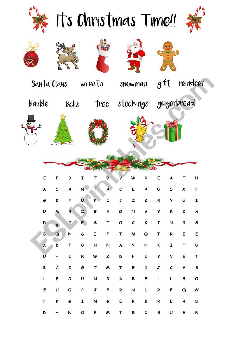 Christmas Wordsearch worksheet