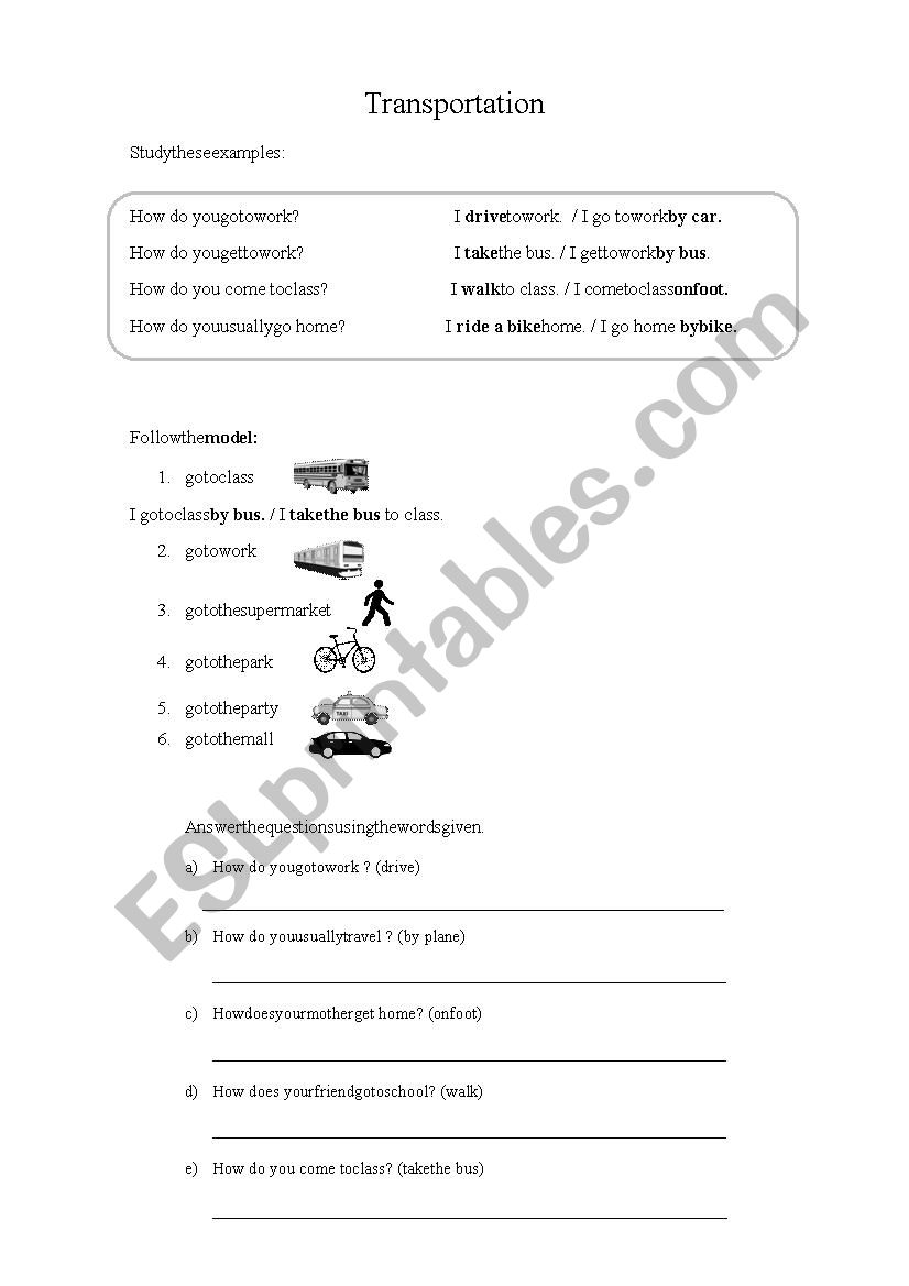 Transportation verbs - simple present