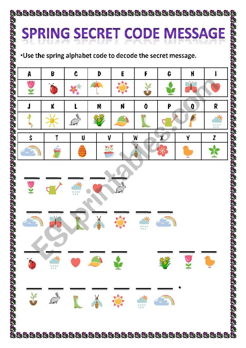 Spring Code Breaker Cryptogram Esl Worksheet By Kplsoju