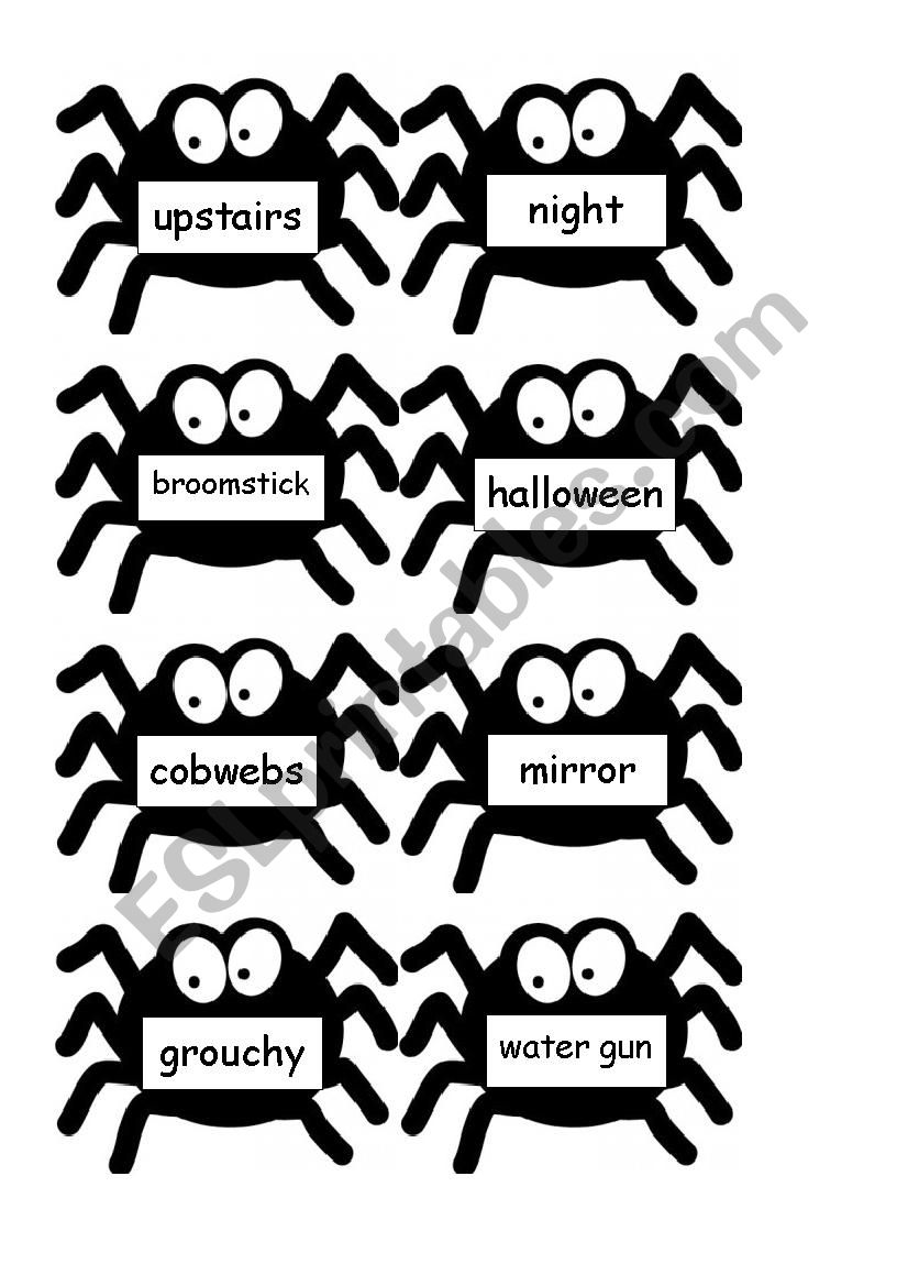 Sight word spiders worksheet