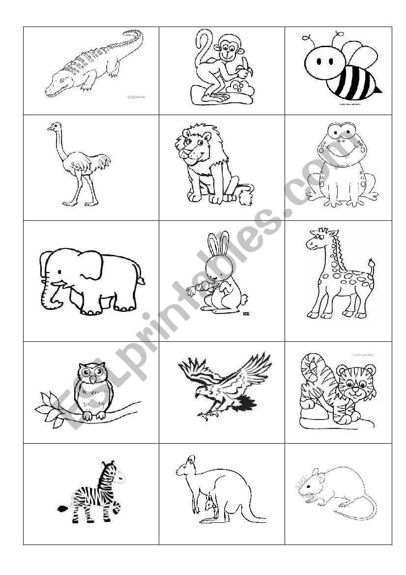 Animals matching worksheet