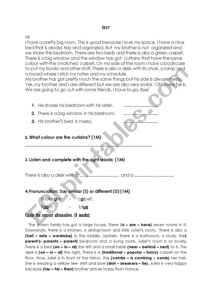 ordinary test 2 worksheet