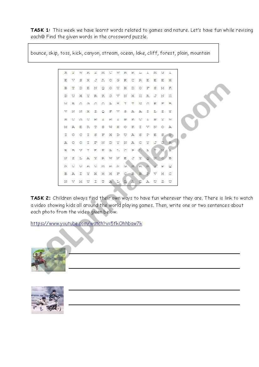 worksheet geographical features children games