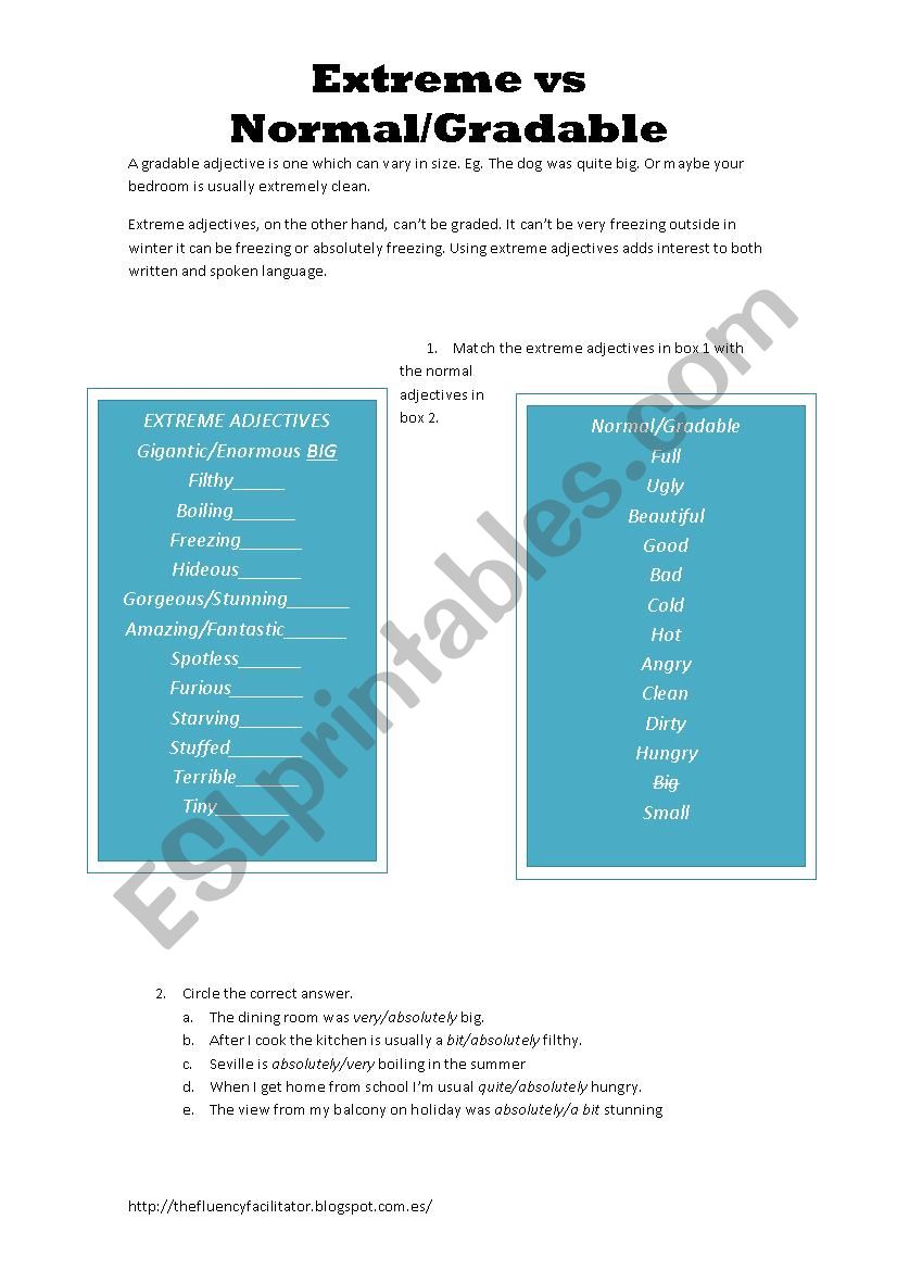 Extreme Adjectives  worksheet