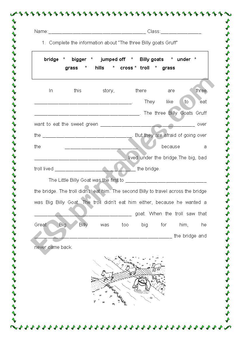 The Three Billy Goats Complete the text
