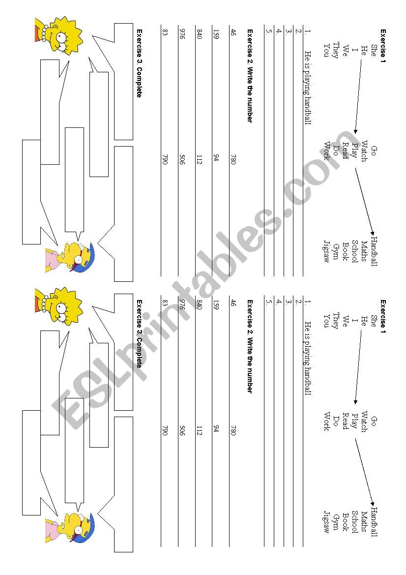 Review present continuous and numbers