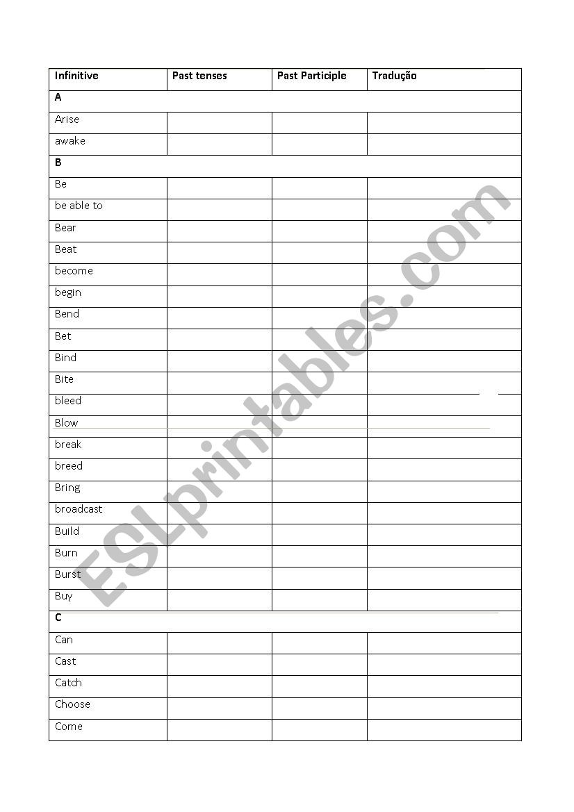 Verb excercises worksheet