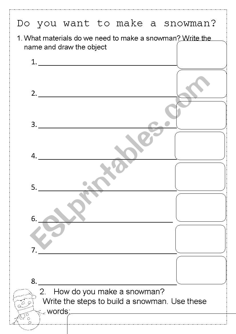 Make a snowman  worksheet