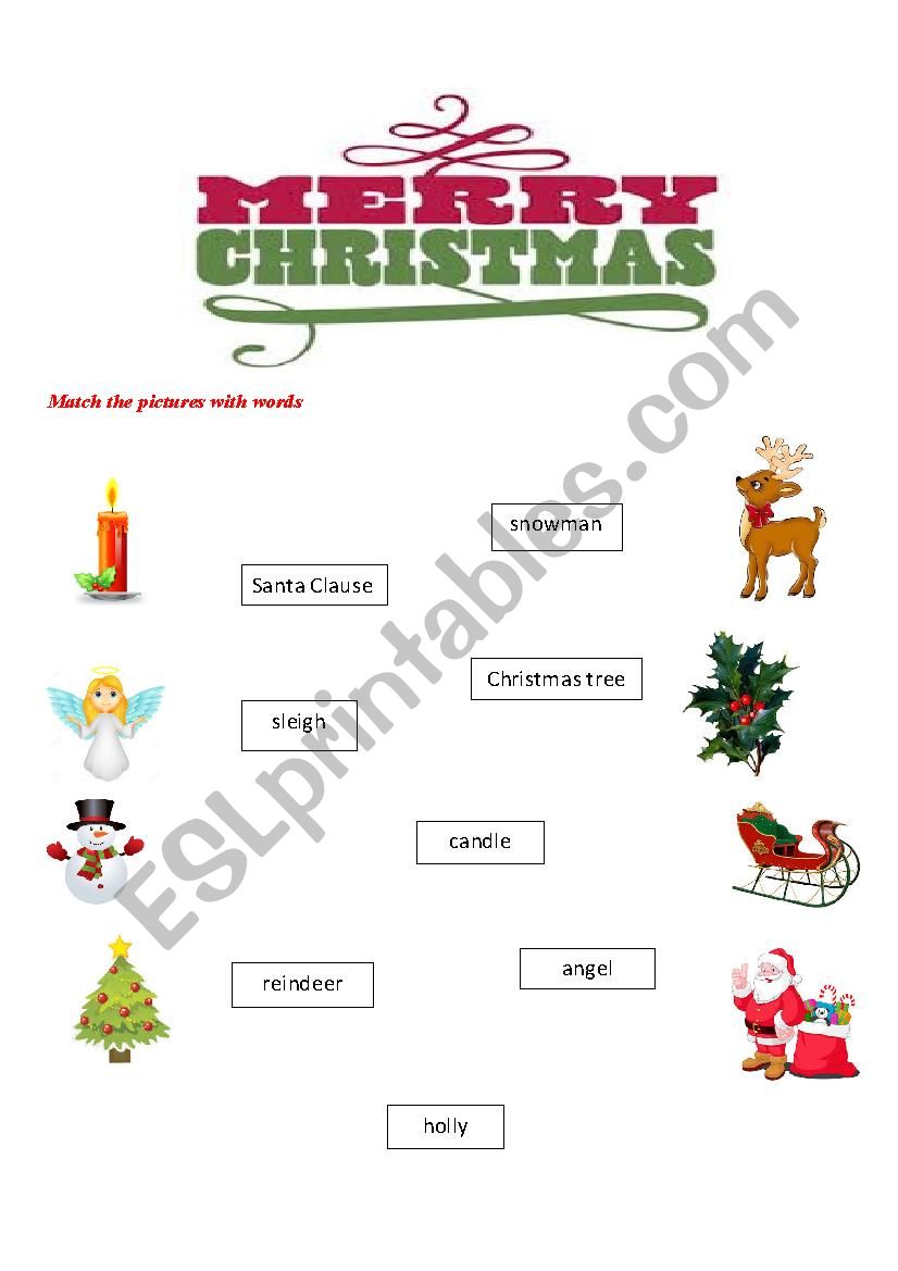 Christmas vocabulary worksheet